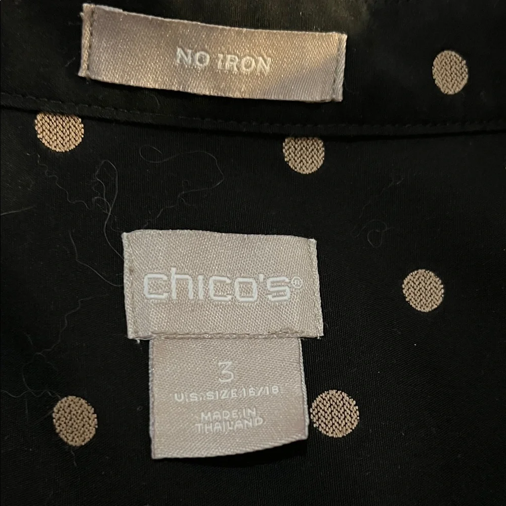 Chico's Black Blouse with Gold Dots and White Blouse with Black Stripes - Picture 4 of 11